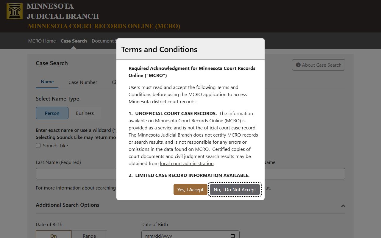 Rock County court records after arrest search in Minnesota Court Records Online